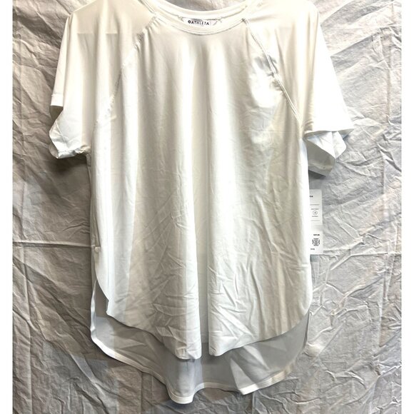 Athleta White Mesh-Back Raglan Tee Shirt Large - Picture 1 of 4